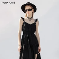 punk rave womens gothic daily stringy v shaped selvedge slip dress adjustable shoulder strapfront slit v neck sleeveless dress