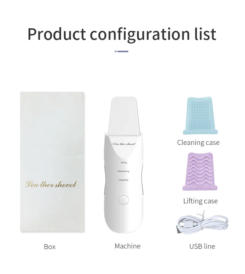 JinKaiRui Ultrasonic Shovel Skin Massager Portable Scrubber Vibration Clean Exfoliation Blackhead Removal