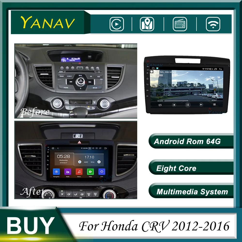 

128G Android 2 Din Car Radio For Honda CRV 2012-2016 GPS Navigation Stereo Receiver Video Multimedia MP3 Player with 360 cameras