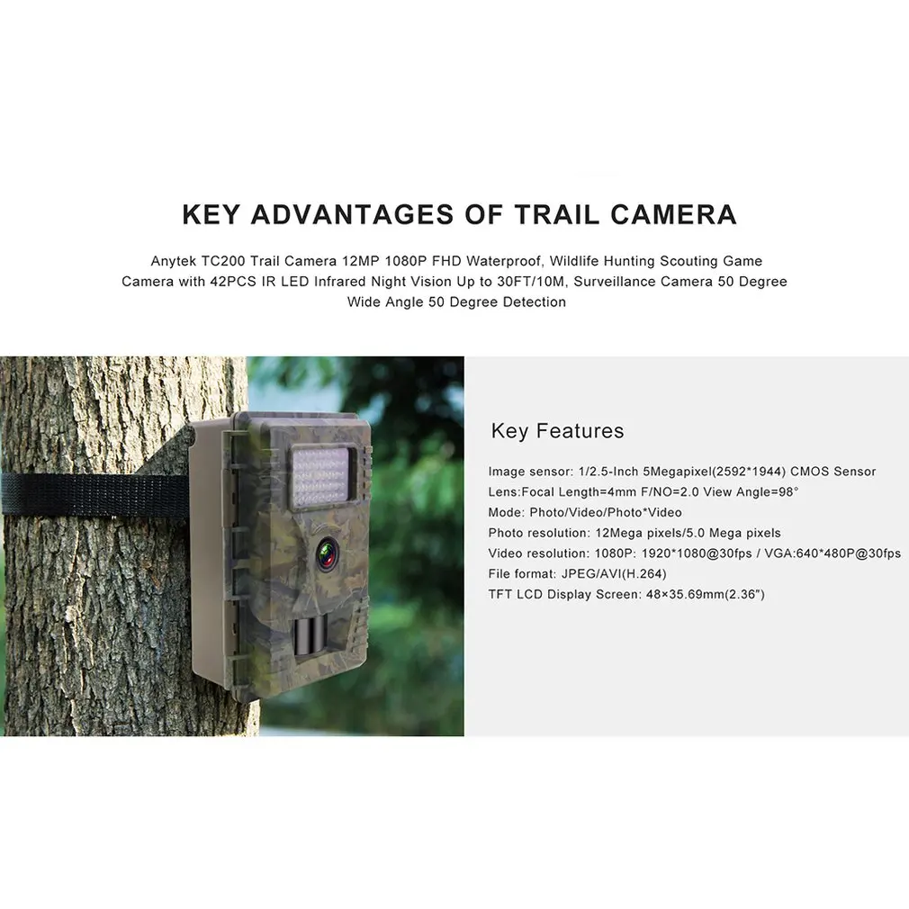 

TC200 Hunting Camera 12MP Trail Camera Night Vision forest waterproof Wildlife Camera photo traps Camera Chasse Scouts