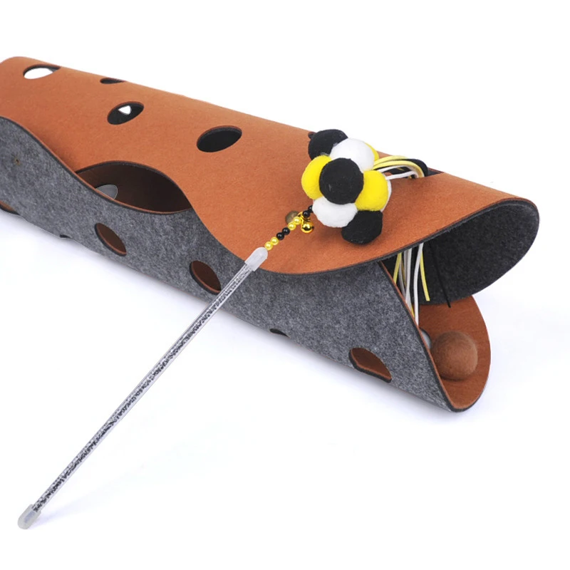 Развлекательный моющийся туннель для кошек складной интерактивный шерстяной