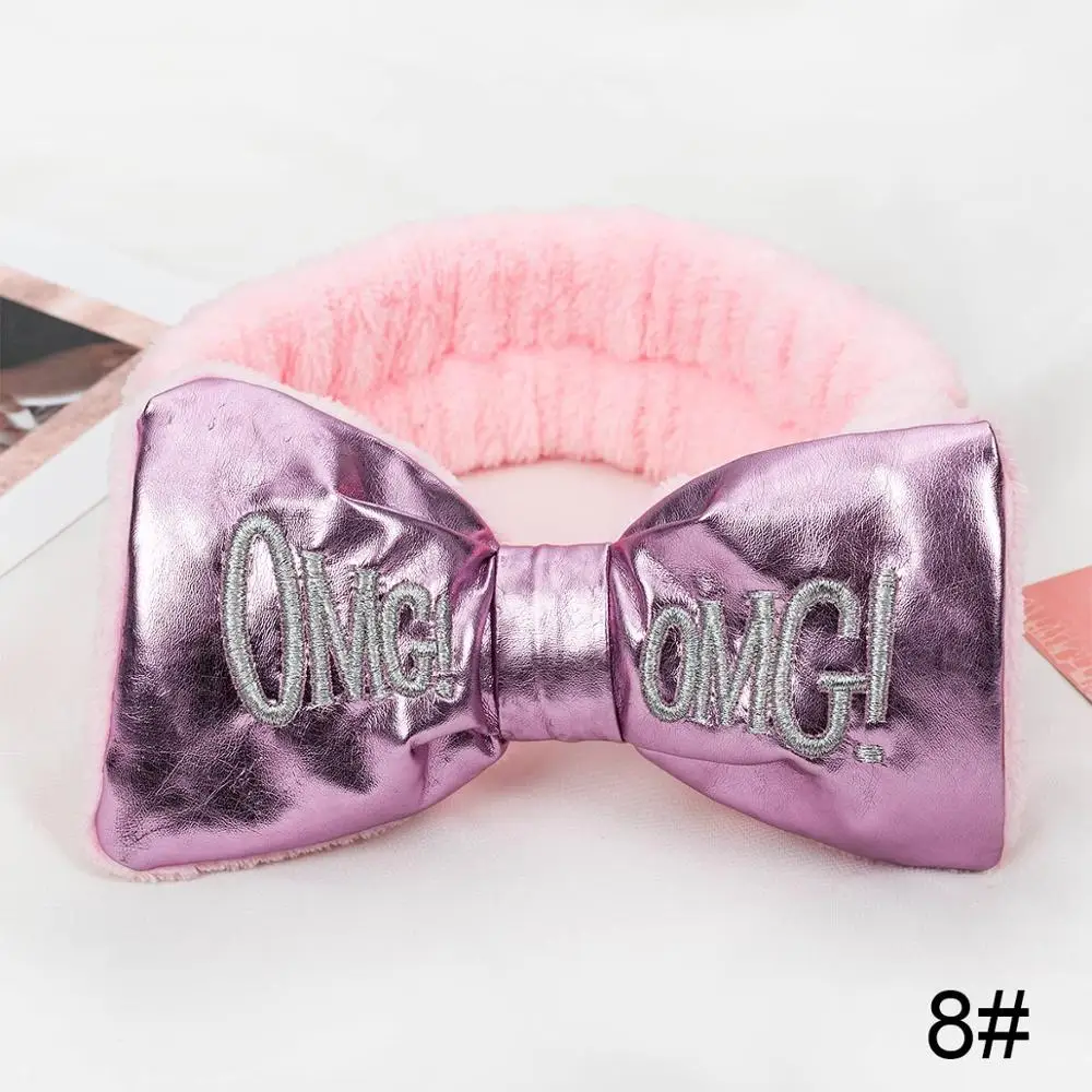 L8 Новинка! ободки с надписью OMG для женщин, бантик для мытья лица, тюрбан для девушек, держатель для макияжа, повязки для волос из кораллового флиса, аксессуары для волос - Цвет: L8