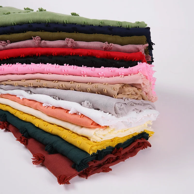 Новинка 2020 Флокированный шифоновый полупрозрачный однотонный дышащий Шарф для