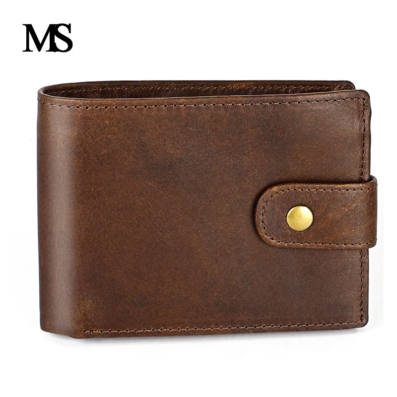 Мужской винтажный кошелек короткие кошельки из натуральной кожи