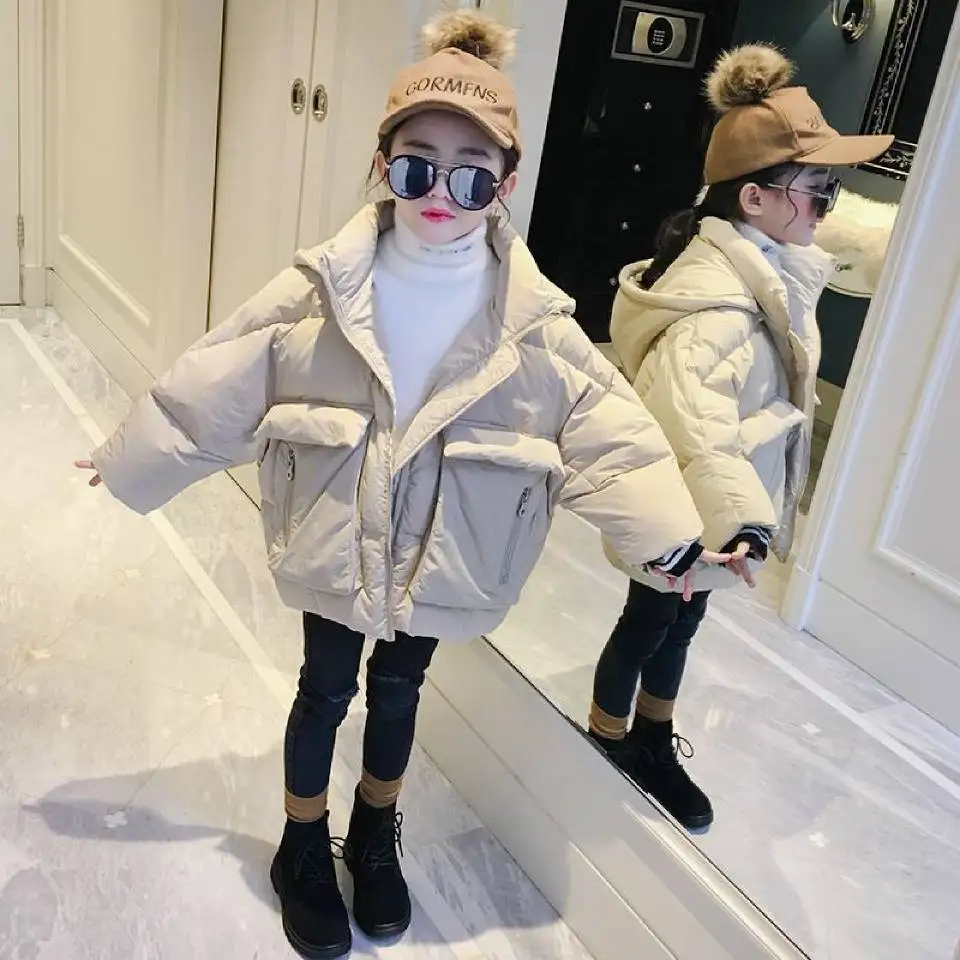 Купи New Cute Baby Girls Autumn Coats Hooded Children Solid Color Down Cotton Girls Winter Parka Coat Girl Kids Warm Outerwear Parkas за 1,507 рублей в магазине AliExpress