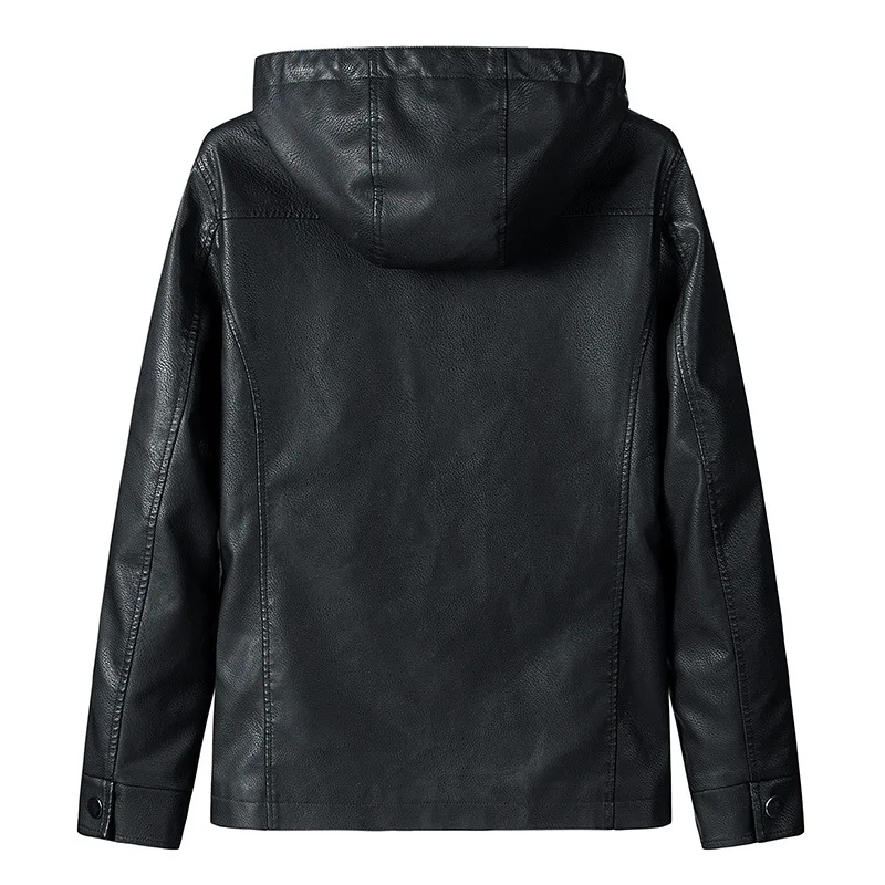 Куртка мужская из ПУ кожи с капюшоном на осень/зиму | Мужская одежда