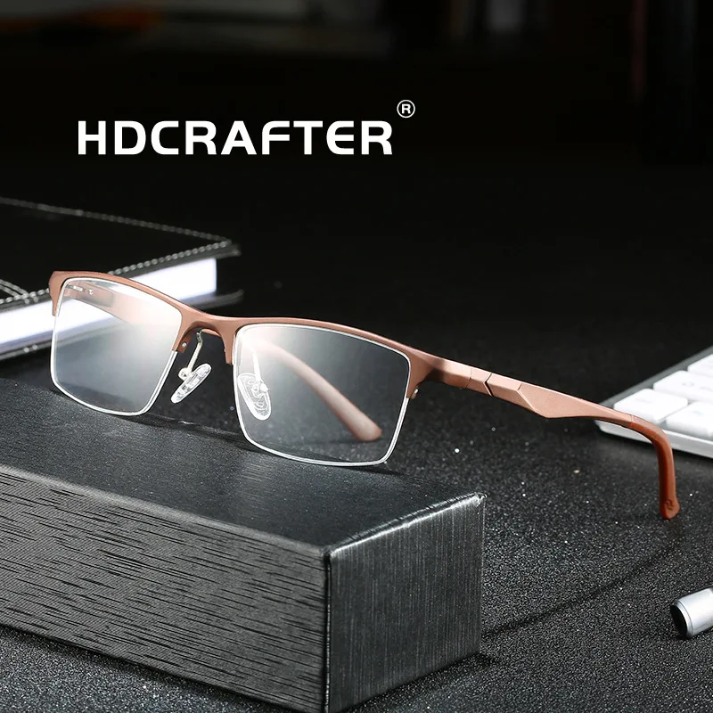 

HDCRAFTER Ultraligh Titanium Alloy Prescription Optical Glasses Frame Men Half Rim Myopia Eye Glass for Male Eyeglasses Frames