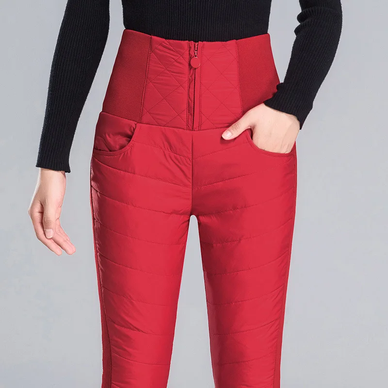 Зимние женские брюки-карандаш размера плюс 5XL с высокой эластичной талией