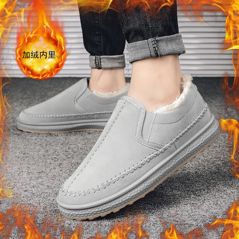 

Мужские зимние ботинки на меху, черные теплые ботинки без шнуровки, размер 39-44, 2021