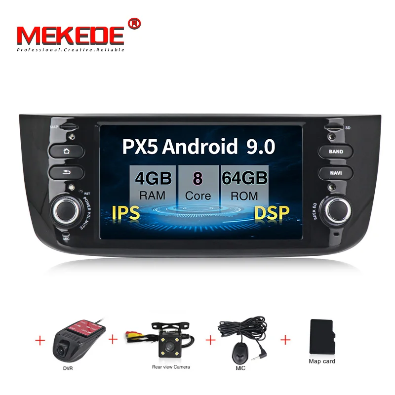 MEKEDE ips DSP Автомагнитола 6,2 дюймов Android 9,0 4+ 64G видео-выход автомобильный dvd-плеер для Fiat/Linea/Punto 2012 - Цвет: 64G DVD CAMERA DVR