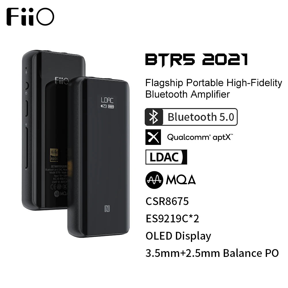 FiiO-receptor BTR5 2021 con MQA, Bluetooth 5,0, LDAC, USB, DAC, ES9219C, DSD256,...