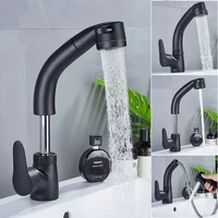 bathroom basin faucets total soild brass hot cold pull out spray nozzle sink mixer tap single handle deck mounted rotate taps