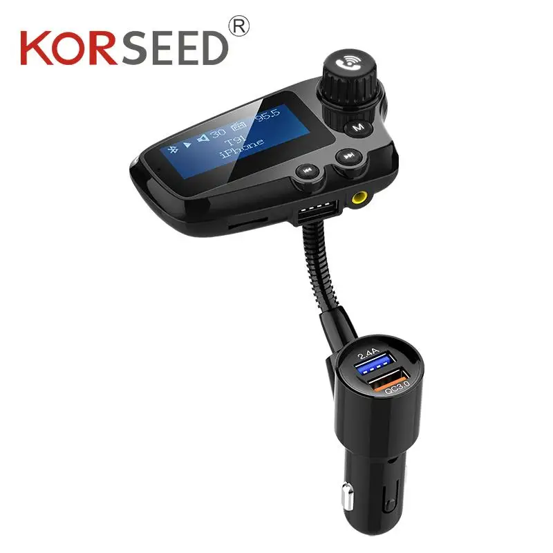 Беспроводной fm передатчик с большим экраном KORSEED Bluetooth MP3 аудио двумя USB разъемами