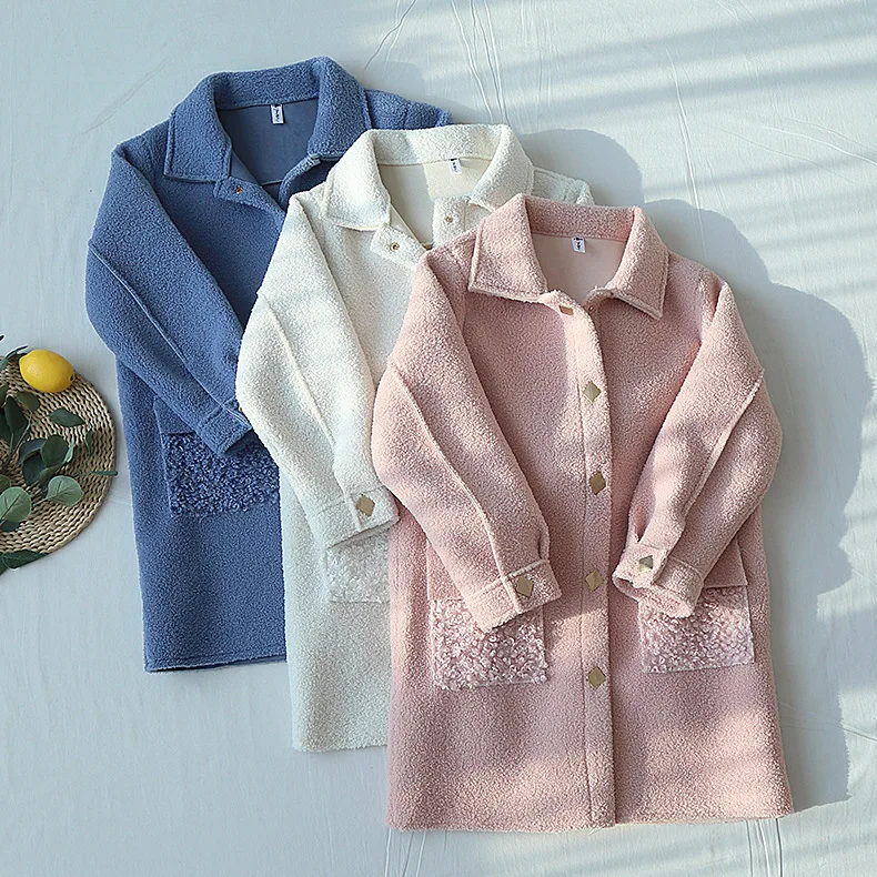 Осенне зимние модные корейские женские ретро пальто из овечьего меха с длинными