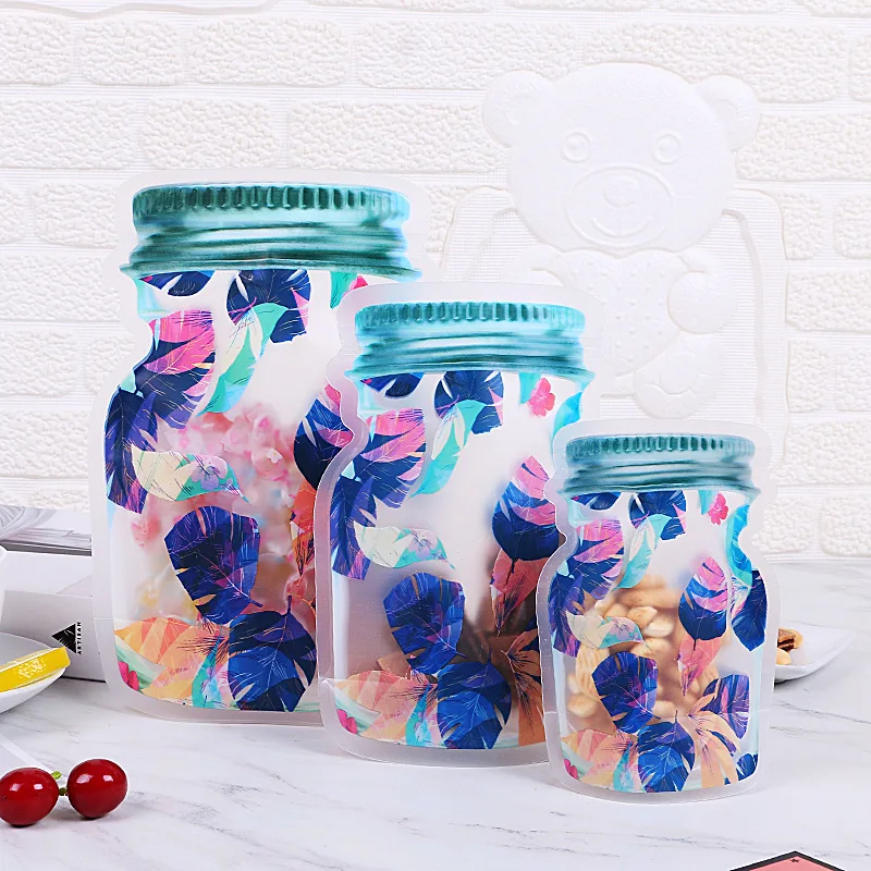

Free Shipping Reusable Mason Jar Bottles Bags Nuts Candy Cookies Bag Seal Fresh Food Storage Bag Snacks Zipper Sealed Kitchen