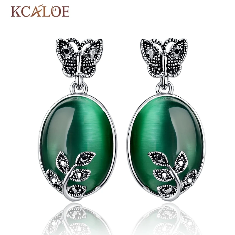 Набор украшений KCALOE большой натуральный камень Зеленый Опал античные черные