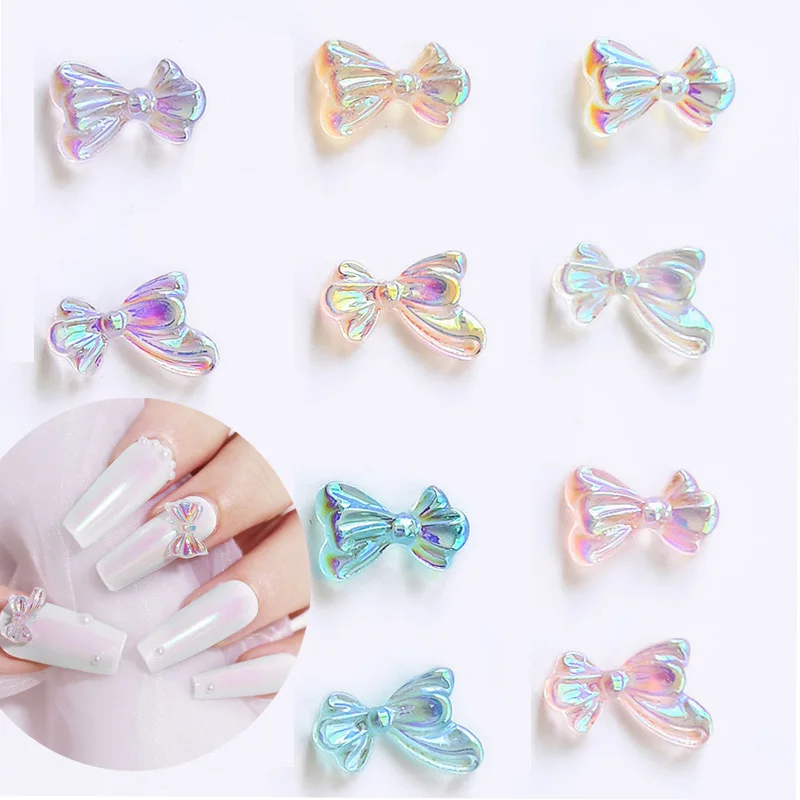 

50Pcs Kawaii Nail Art Decorations 3D Crystal Butterfly Bows Design Mixed Nails Rhinestones Aurora Manicure Charms Accessories#1