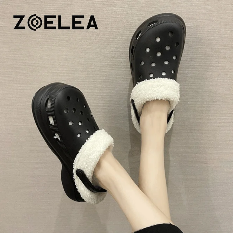 

Wintes Women Shoes Quick Dry Clogs Casual Garden Shoes Warm Plush Sandals Couple Antiskid Home Flip Flops Slippers for Women