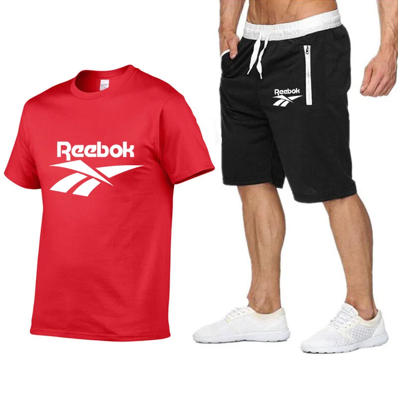 

2021 Summer Fashion Leisure brand Men's Set Tracksuit Sportswear Track Suits Male Sweatsuit Short Sleeves T shirt 2 piece set