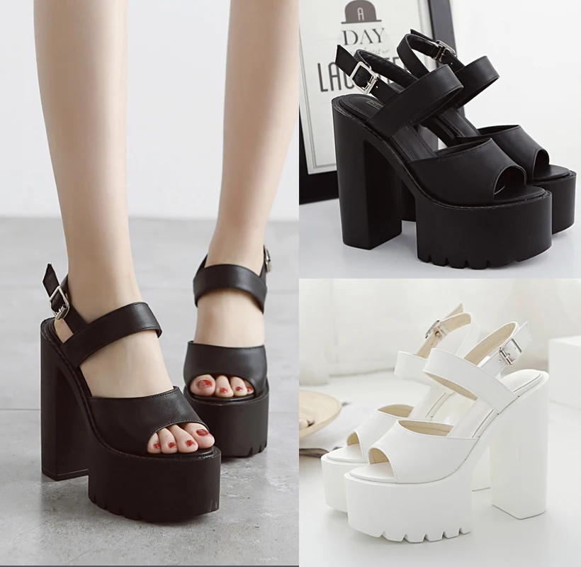 

Summer Super High Heel Open Toe Waterproof Platform Temperament European And American Fashion Ladies Fish Mouth Sandals.