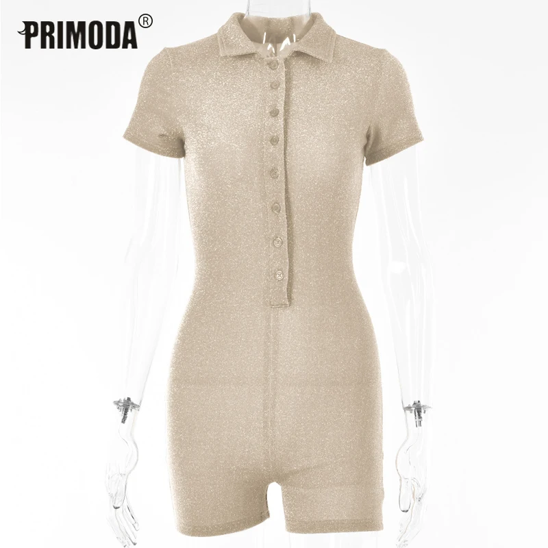 

2021 Summer Playsuits V-neck Women Rompers Sexy Spackle Glitter Ladies Bodycon Solid Sporty Outwear Skinny Body Jumpers PR2793G