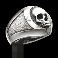 personality gothic style silver color skull ring motorcycle party hip hop rings male women punk engagement jewelry accessories