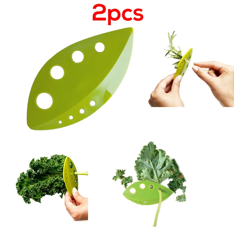 

2pcs Plastic Vegetable Fruit Leaf Cleaning Brush Looseleaf Herb Stripper Knife Portable Kitchen Gadgets