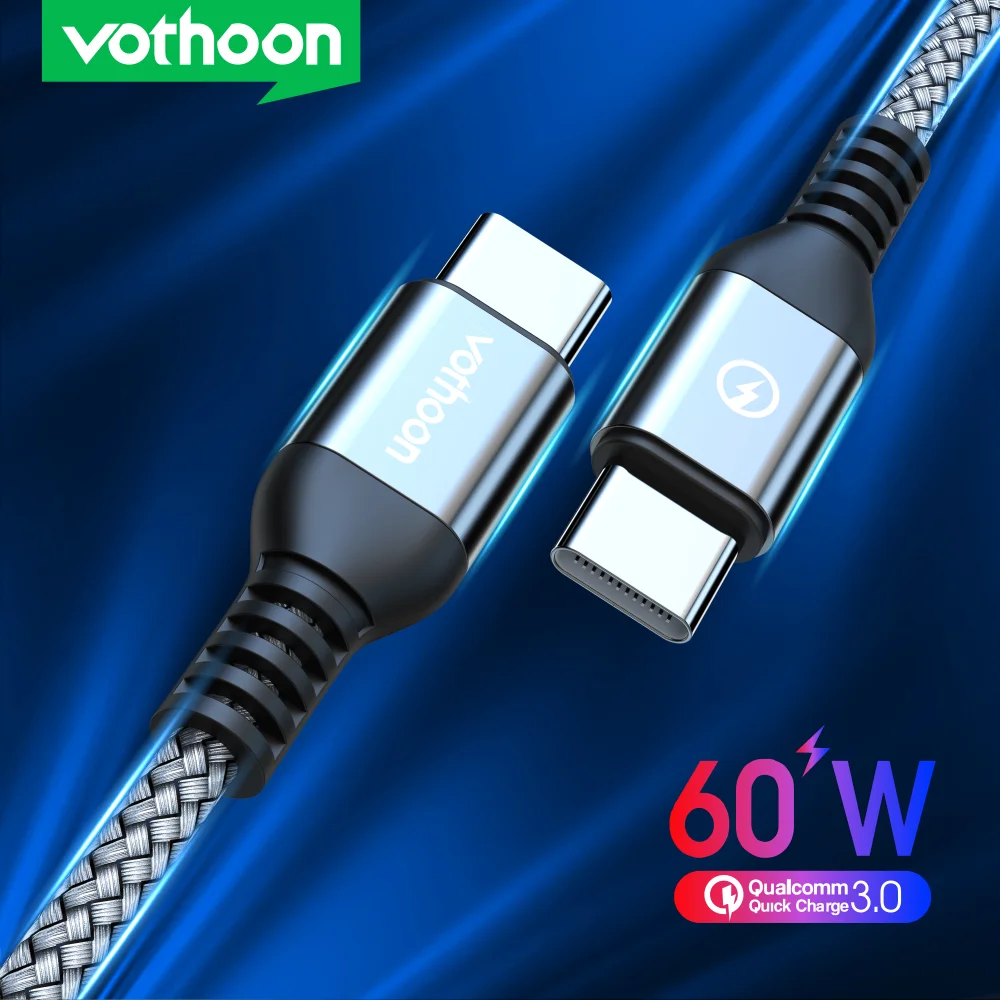 

Vothoon USB C to USB Type C Cable for Samsung S21 Xiaomi Quick Charge 4.0 PD 60W Fast Charging for MacBook Type-C Charge Cable
