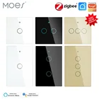 ZigBee с нейтральнымбез нейтральный, без конденсатор с алюминиевой крышкой, настенный сенсорный выключатель Умный светильник выключатель Smart LifeTuya работает с Alexa Google концентратора
