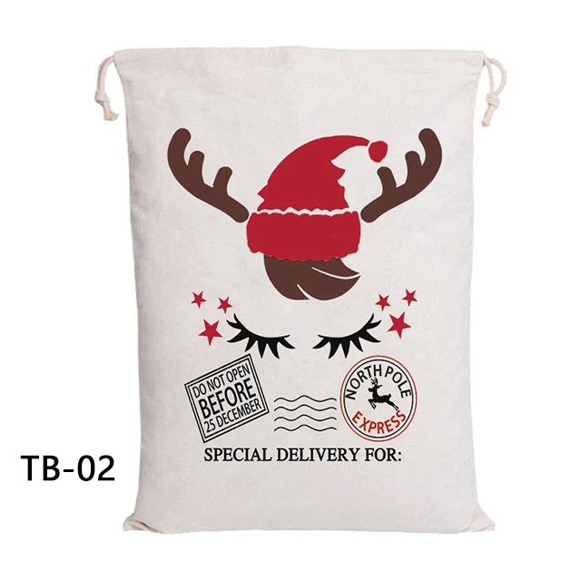 

Christmas Gift Santa Sacks Drawstring Canvas Bags Large Santa Claus Bag Party Decoration Xmas Gift Stocking Custom Candy Cane