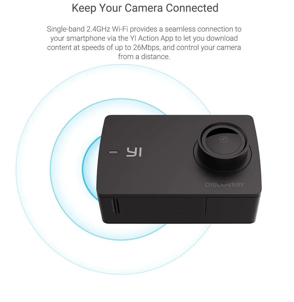 YI Discovery Action Camera 4K 20fps Sports Cam 8MP 16MP with 2.0 Touchscreen Built-in Wi-Fi 150 Degree Ultra Wide Angle