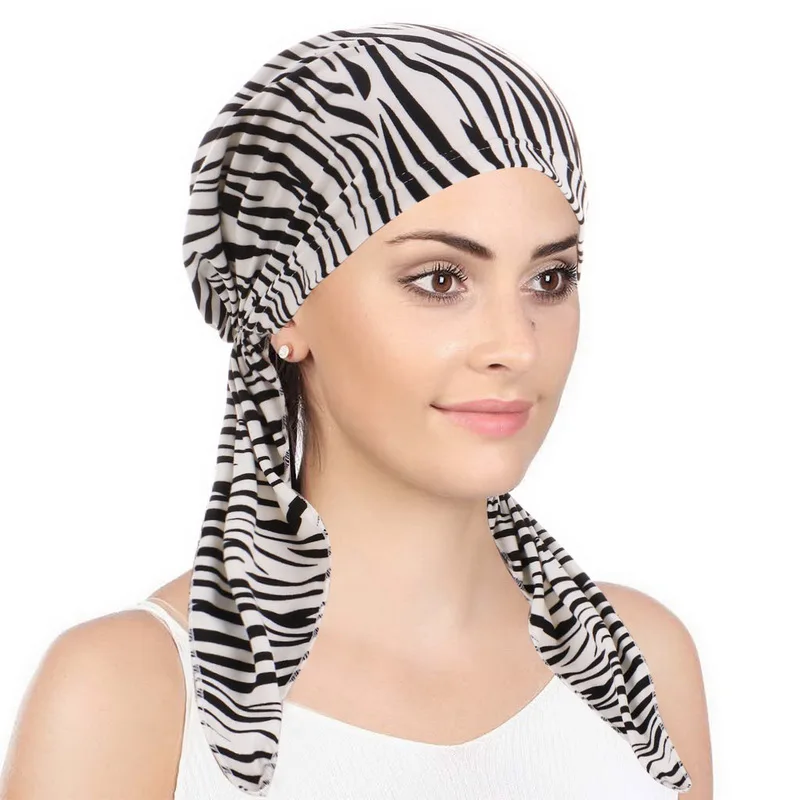 Новый мусульманских женщин Мягкий тюрбан шляпа с готовым узелком Галстуки