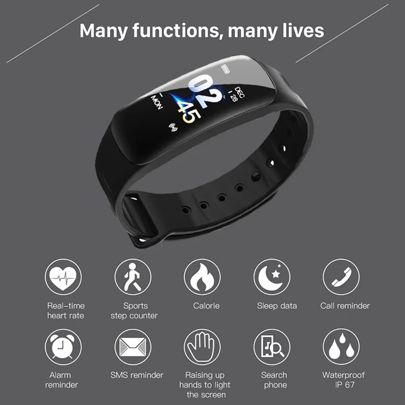 Letike C1Plus смарт браслет для измерения артериального давления фитнес трекер