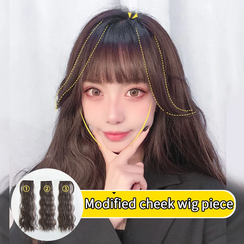 

WEILAI 3D Bangs Replacement Clip On Piece Hair Black/Light Brown Bangs Hairpieces Bangs Clip In Hair Extensions Covering White