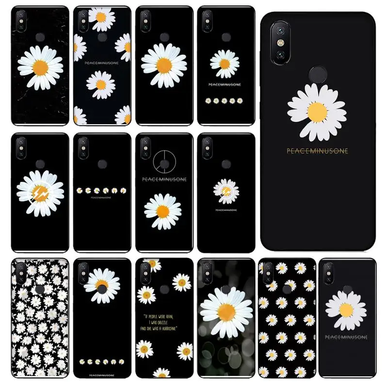 

Black White Flower Daisy Phone Case For Xiaomi Mi Note 10 Lite pro 7 9 9t pro se a2 lite