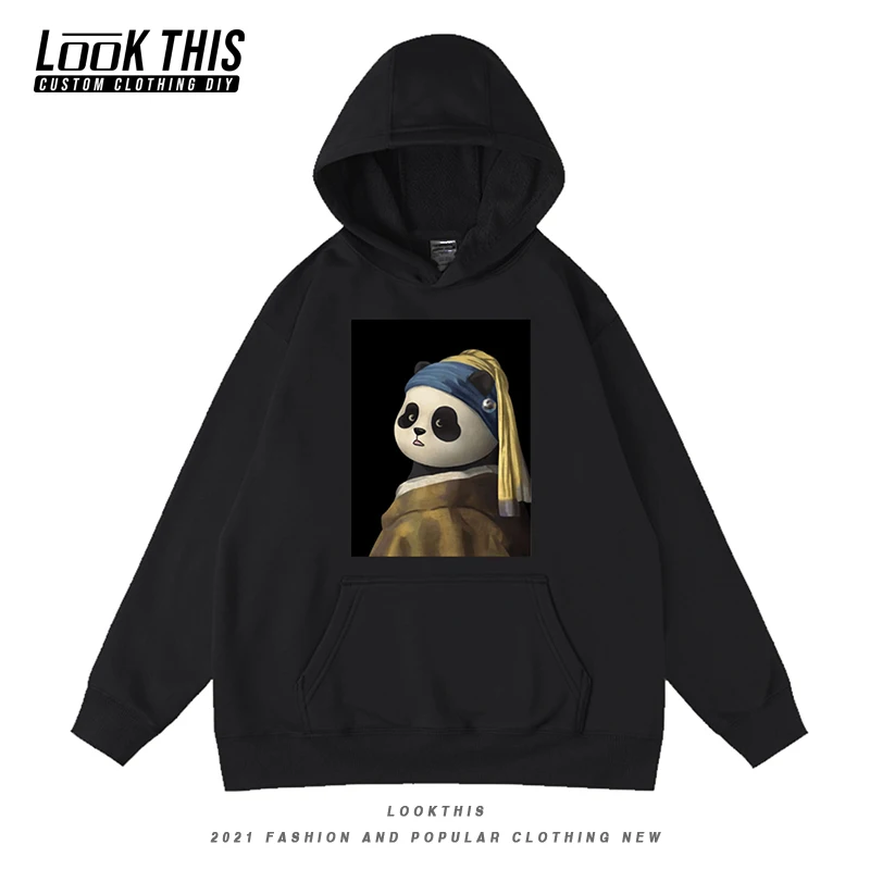 

Maybe Later Fun Print Children Clothes Pullover Hooded Oversized Sweatshirts Hoodie Cute Panda Loose Tops for Boy Girls Hoodies