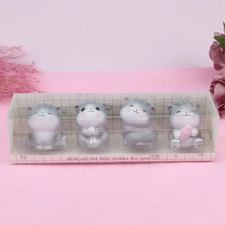 Милая миниатюрная статуэтка кошки из смолы 5 стилей для украшения торта домашний