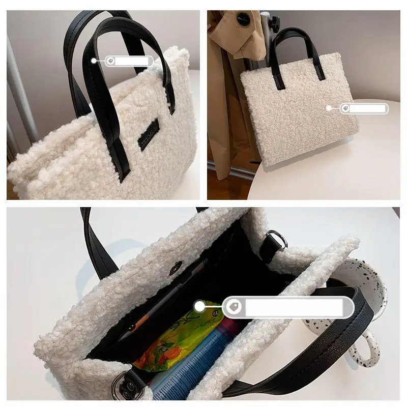 

Fashion Lamb Plush Women Shoulder Bag Large Women's Bag High Capacity Tote Bags For Women Casual Solid Female Messenger Bag 2020