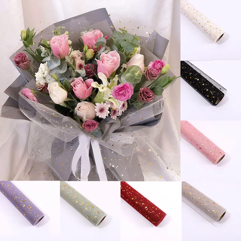 

Korea Style Flower-wrapped Net Yarn Wrapping Paper Gift Packing Paper Flower Packing Paper Handmade Decoration 50cm*5yd