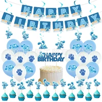 36pcsset blue%e2%80%99s clues balloons blue dog cartoon birthday banner cake toppers baby shower kids birthday party decoration supply