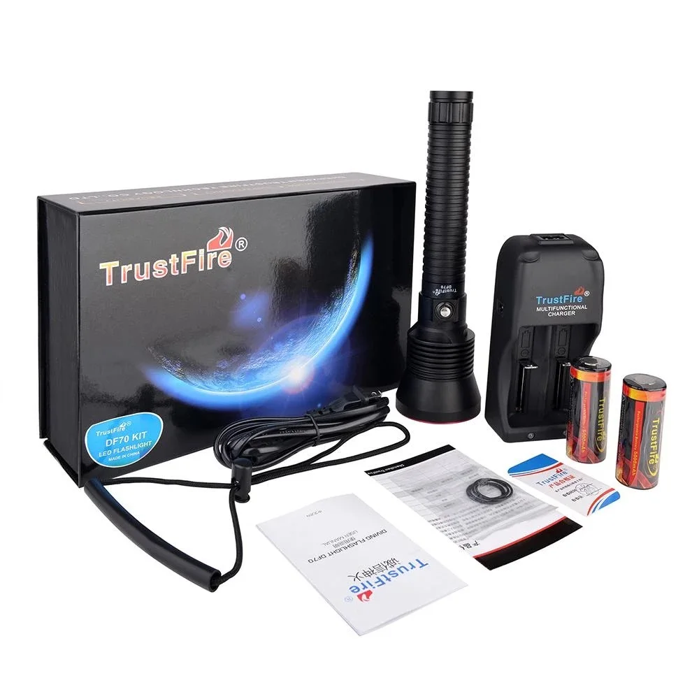 TrustFire DF70 вспышка для подводного погружения и светильник CREE XHP70 3200LM