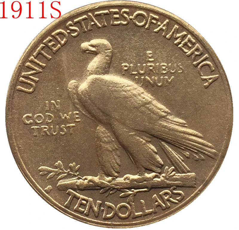 

24-K gold plated 1911-S $10 GOLD Indian Half Eagle Coin Copy