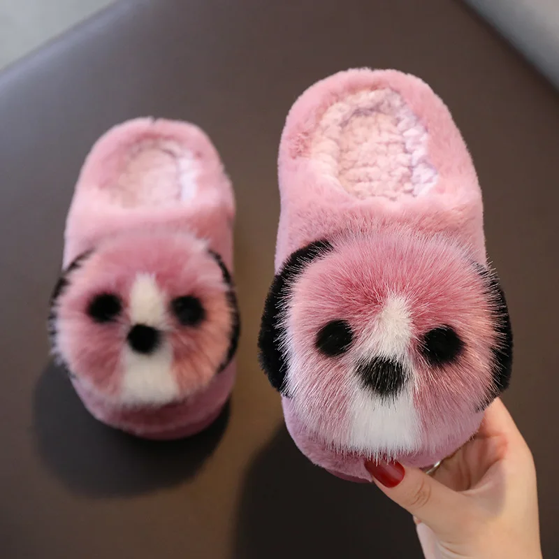 

kids girls slippers winter/autumn children home shoes warming non-slip boys indoor slippers cute velvet shoes fashion slippers