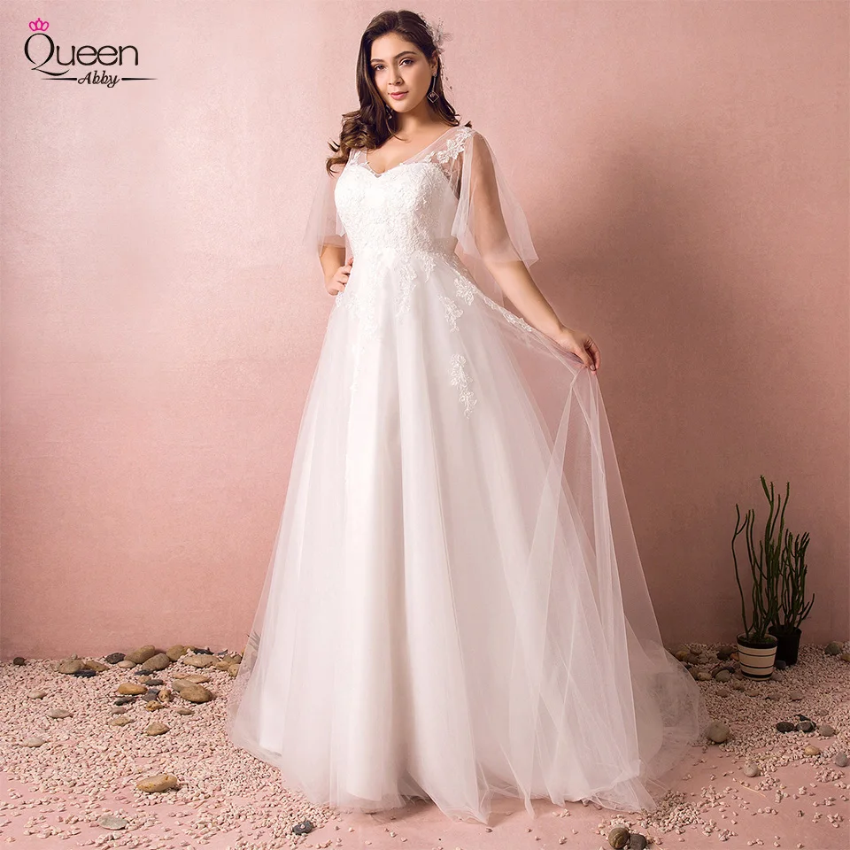 ТРАПЕЦИЕВИДНОЕ платье в пол размера плюс свадебное 2020 элегантное Тюлевое с