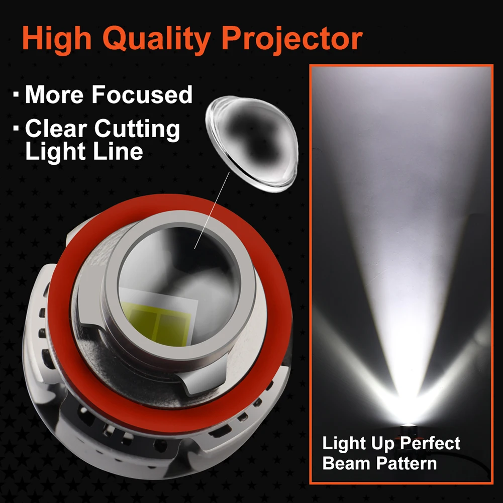 

H11 LED Project Headlight Car Lamp 12V 9006 HB4 9005 HB3 LED Bulb Projector Lens Devil Angel Eyes H8 Fog Light 6500K 15000LM
