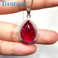 artificial red ruby 1318mm inclusions stone with 925 silver fashion luxury pear cabochon shape jewelry for pendant necklace