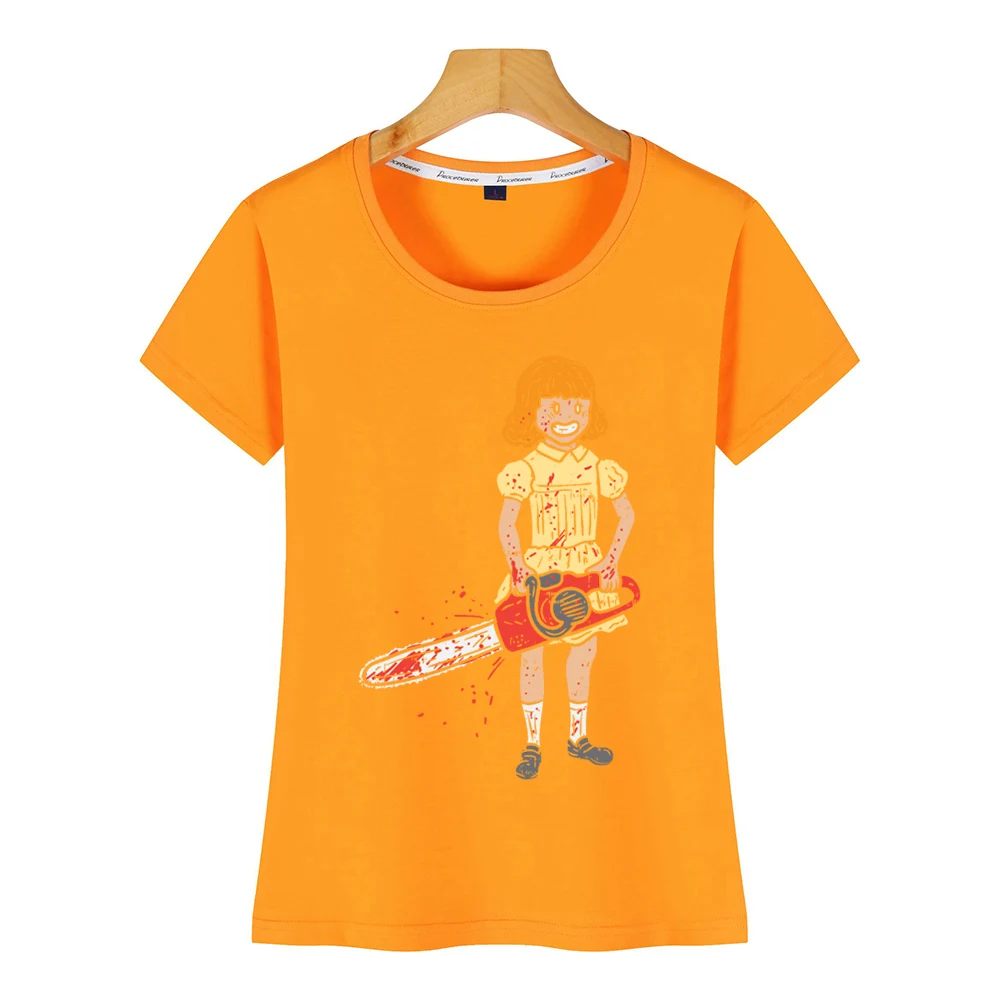 Топы футболка для женщин девочек с Бензопилой ужас пастельный готический psycho