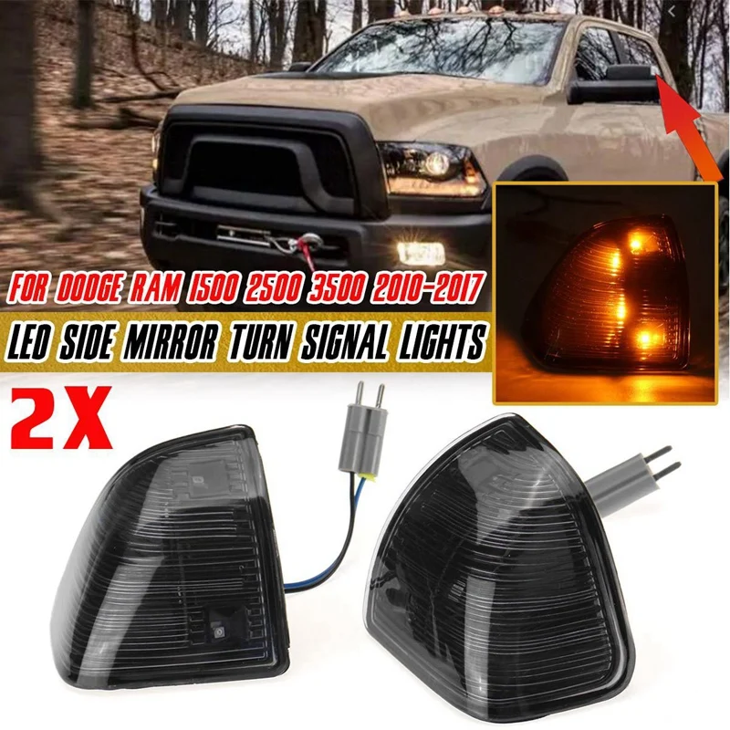 

NEW-LED Turn Signal Light Side Rear View Mirror Lamps for Dodge Ram 1500 2500 3500 4500 5500 2010-2018 Smoked Lens