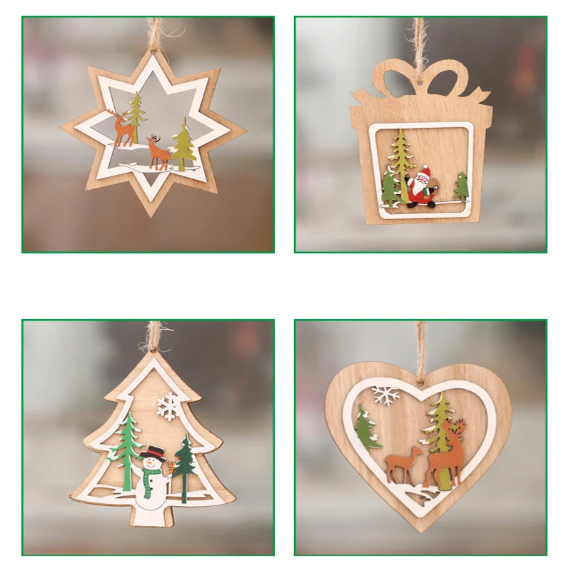 1 шт. деревянное Рождественское украшение Xmas Tree кулон 3D украшения дома Новый Год