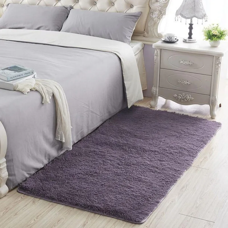 Grey Purple High Quality Big Size Bathroom Carpet Floor Rug Bedroom Kitchen Bathroom Mat Sofa Rug 1pcs Rectangle Solid Bath Mat Doorway Rug - Цвет: Grey Purple